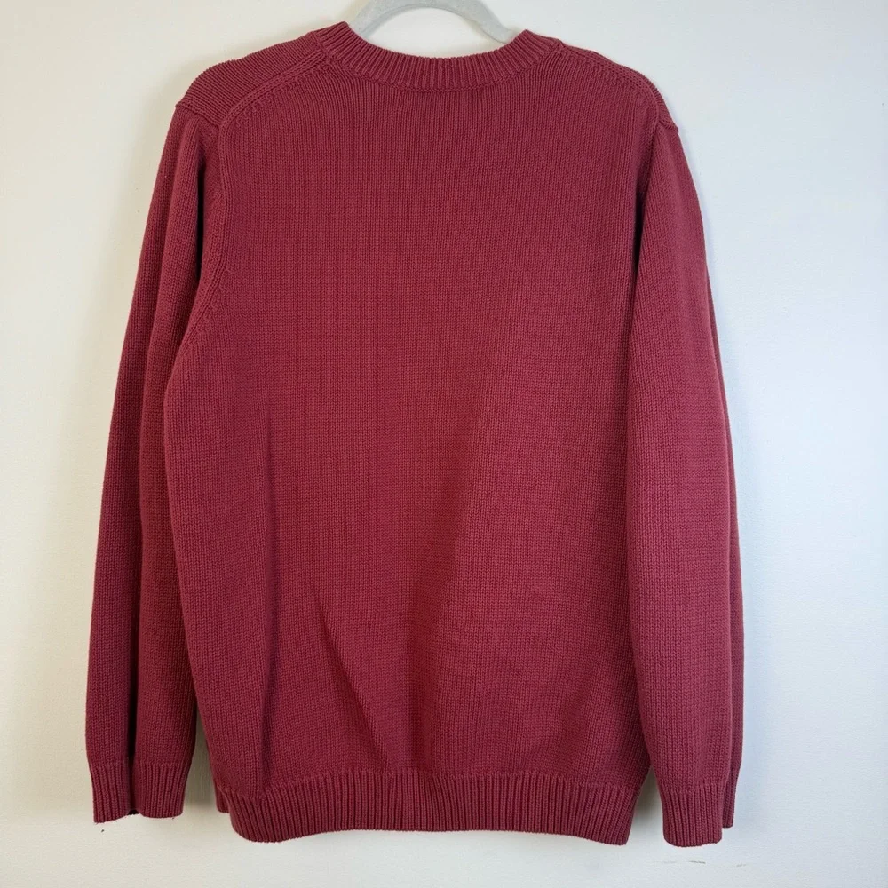 Reel Legends Men‎ Maroon V-Neck Sweater Fisherman 100% Cotton Ribbed Knitwear XL